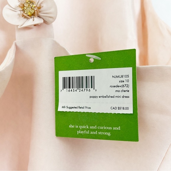 💫 Host Pick💫 NWT Kate Spade Rose Dew Poppy Embellished Mini Dress Size‎ 10 - Picture 5 of 15
